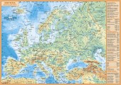 Карта Европы(планшетная) политическая/физическая, на картоне двусторонняя с ламинацией.