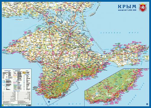 Крым. Карта на картоне (1:360 000).